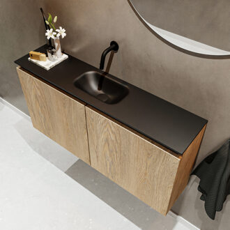 Mondiaz TURE 100cm toiletmeubel washed oak. EDEN wastafel urban midden geen kraangat