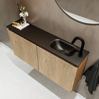 Mondiaz TURE 100cm toiletmeubel washed oak. EDEN wastafel urban rechts 1 kraangat