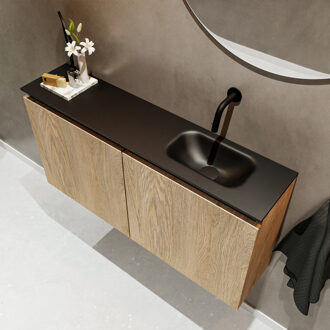 Mondiaz TURE 100cm toiletmeubel washed oak. EDEN wastafel urban rechts geen kraangat