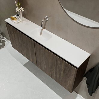 Mondiaz TURE 120cm toiletmeubel dark brown. EDEN wastafel talc midden geen kraangat