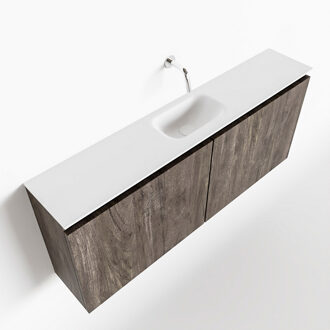 Mondiaz TURE 120cm toiletmeubel dark brown. EDEN wastafel talc midden geen kraangat