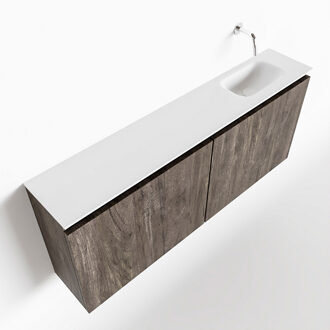 Mondiaz TURE 120cm toiletmeubel dark brown. EDEN wastafel talc rechts geen kraangat