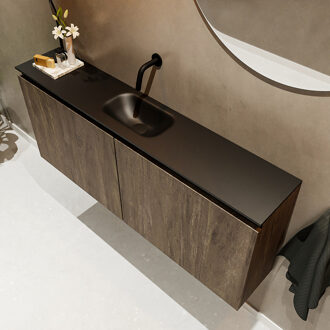 Mondiaz TURE 120cm toiletmeubel dark brown. EDEN wastafel urban midden geen kraangat