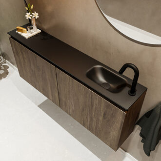 Mondiaz TURE 120cm toiletmeubel dark brown. EDEN wastafel urban rechts 1 kraangat