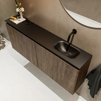 Mondiaz TURE 120cm toiletmeubel dark brown. EDEN wastafel urban rechts geen kraangat