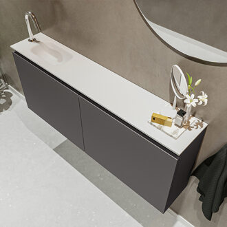 Mondiaz TURE 120cm toiletmeubel dark grey. EDEN wastafel talc links 1 kraangat