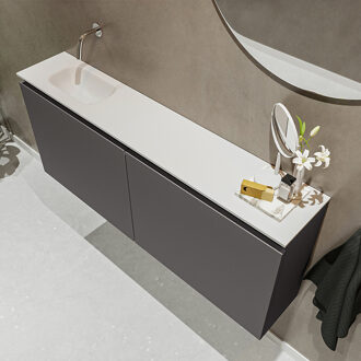 Mondiaz TURE 120cm toiletmeubel dark grey. EDEN wastafel talc links geen kraangat