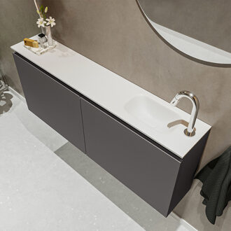 Mondiaz TURE 120cm toiletmeubel dark grey. EDEN wastafel talc rechts 1 kraangat