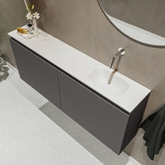 Mondiaz TURE 120cm toiletmeubel dark grey. EDEN wastafel talc rechts geen kraangat