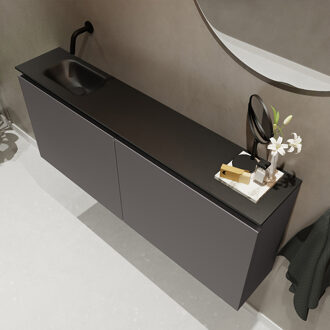 Mondiaz TURE 120cm toiletmeubel dark grey. EDEN wastafel urban links geen kraangat