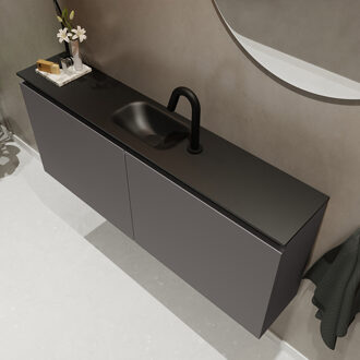 Mondiaz TURE 120cm toiletmeubel dark grey. EDEN wastafel urban midden 1 kraangat