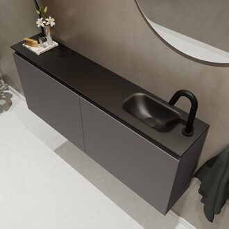 Mondiaz TURE 120cm toiletmeubel dark grey. EDEN wastafel urban rechts 1 kraangat