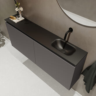 Mondiaz TURE 120cm toiletmeubel dark grey. EDEN wastafel urban rechts geen kraangat