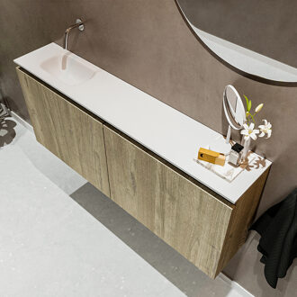 Mondiaz TURE 120cm toiletmeubel light brown grey. EDEN wastafel talc links geen kraangat