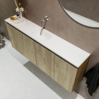 Mondiaz TURE 120cm toiletmeubel light brown grey. EDEN wastafel talc midden geen kraangat