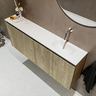 Mondiaz TURE 120cm toiletmeubel light brown grey. EDEN wastafel talc rechts geen kraangat