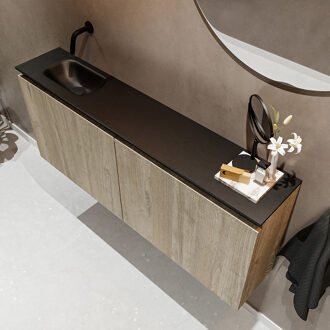 Mondiaz TURE 120cm toiletmeubel light brown grey. EDEN wastafel urban links geen kraangat