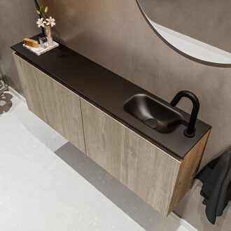 Mondiaz TURE 120cm toiletmeubel light brown grey. EDEN wastafel urban rechts 1 kraangat