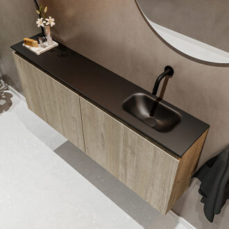 Mondiaz TURE 120cm toiletmeubel light brown grey. EDEN wastafel urban rechts geen kraangat