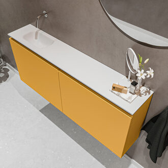 Mondiaz TURE 120cm toiletmeubel ocher. EDEN wastafel talc links geen kraangat