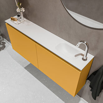 Mondiaz TURE 120cm toiletmeubel ocher. EDEN wastafel talc rechts 1 kraangat