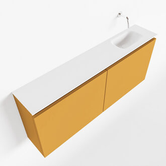 Mondiaz TURE 120cm toiletmeubel ocher. EDEN wastafel talc rechts geen kraangat