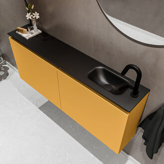 Mondiaz TURE 120cm toiletmeubel ocher. EDEN wastafel urban rechts 1 kraangat