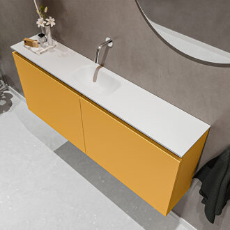 Mondiaz Ture 120cm toiletmeubel ocher met wastafel talc midden geen kraangat