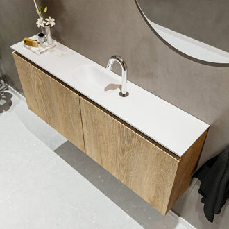 Mondiaz TURE 120cm toiletmeubel washed oak. EDEN wastafel talc midden 1 kraangat