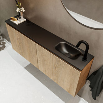 Mondiaz TURE 120cm toiletmeubel washed oak. EDEN wastafel urban rechts 1 kraangat