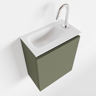 Mondiaz TURE 40cm toiletmeubel army. EDEN wastafel talc links 1 kraangat