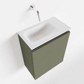 Mondiaz TURE 40cm toiletmeubel army. EDEN wastafel talc links geen kraangat