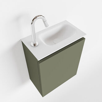 Mondiaz TURE 40cm toiletmeubel army. EDEN wastafel talc rechts 1 kraangat