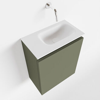 Mondiaz Ture 40cm toiletmeubel army met wastafel talc rechts geen kraangat