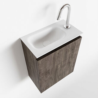 Mondiaz TURE 40cm toiletmeubel dark brown. EDEN wastafel talc links 1 kraangat