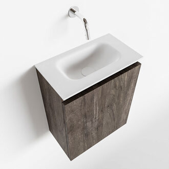 Mondiaz TURE 40cm toiletmeubel dark brown. EDEN wastafel talc midden geen kraangat