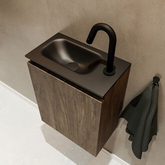 Mondiaz TURE 40cm toiletmeubel dark brown. EDEN wastafel urban links 1 kraangat