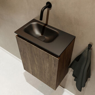 Mondiaz TURE 40cm toiletmeubel dark brown. EDEN wastafel urban links geen kraangat