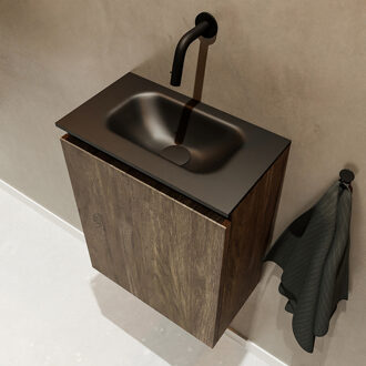 Mondiaz TURE 40cm toiletmeubel dark brown. EDEN wastafel urban midden geen kraangat