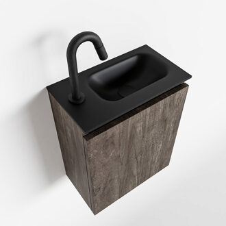 Mondiaz TURE 40cm toiletmeubel dark brown. EDEN wastafel urban rechts 1 kraangat