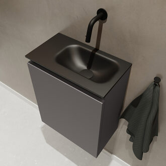 Mondiaz TURE 40cm toiletmeubel dark grey. EDEN wastafel urban rechts geen kraangat