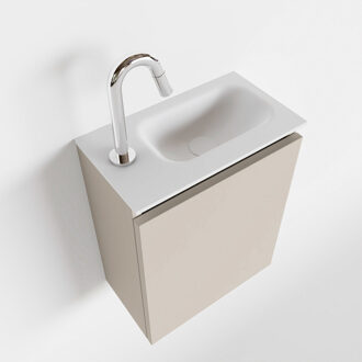 Mondiaz TURE 40cm toiletmeubel linen. EDEN wastafel talc rechts 1 kraangat