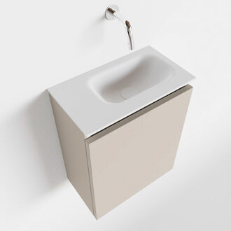 Mondiaz TURE 40cm toiletmeubel linen. EDEN wastafel talc rechts geen kraangat