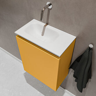 Mondiaz TURE 40cm toiletmeubel ocher. EDEN wastafel talc links geen kraangat