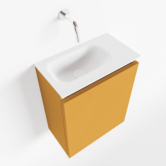 Mondiaz TURE 40cm toiletmeubel ocher. EDEN wastafel talc links geen kraangat