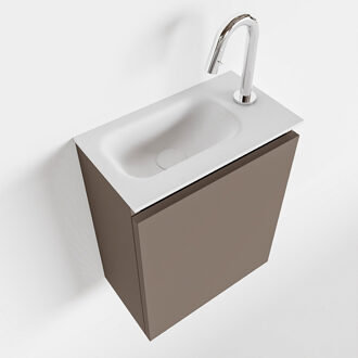 Mondiaz TURE 40cm toiletmeubel smoke. EDEN wastafel talc links 1 kraangat