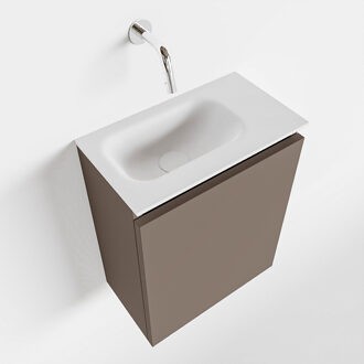 Mondiaz TURE 40cm toiletmeubel smoke. EDEN wastafel talc links geen kraangat