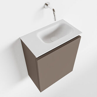 Mondiaz TURE 40cm toiletmeubel smoke. EDEN wastafel talc rechts geen kraangat