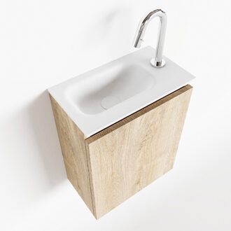 Mondiaz TURE 40cm toiletmeubel washed oak. EDEN wastafel talc links 1 kraangat
