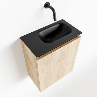 Mondiaz TURE 40cm toiletmeubel washed oak. EDEN wastafel urban rechts geen kraangat